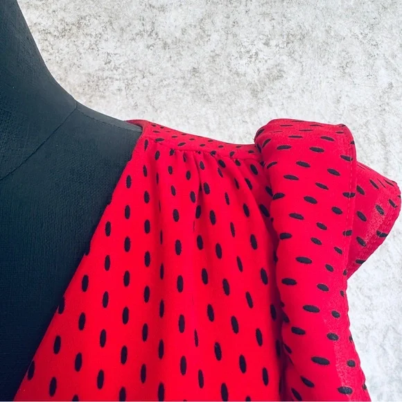 Banana Republic Red Midi Dress with Ruffle Sleeves - Picture 10 of 13